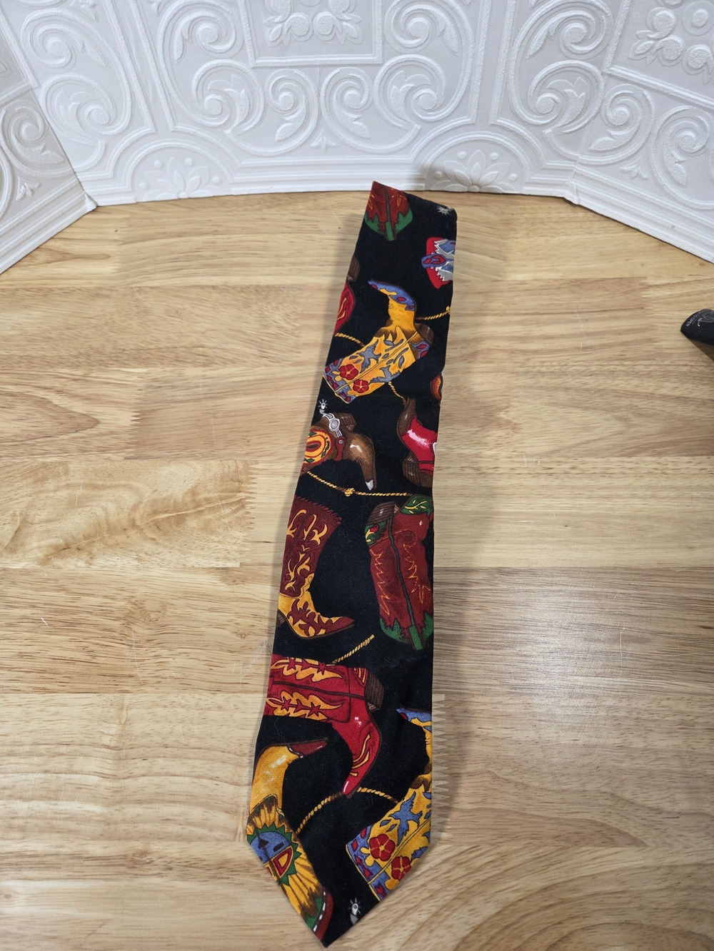 Vintage Ralph Marlin Western Cowboy Boot Cotton Necktie - Picture 5 of 5
